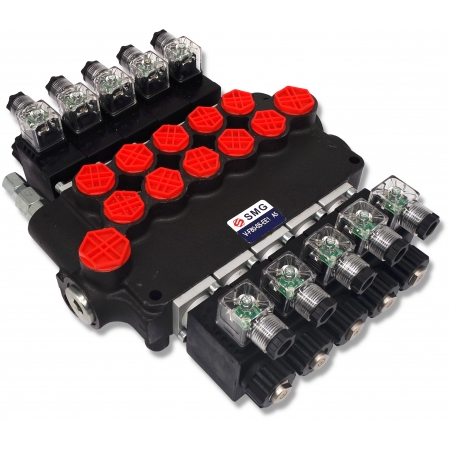 ROZDZIELACZ HYDRAULICZNY ELEKTRYCZNY 5 SEKCYJNY 80L 12V